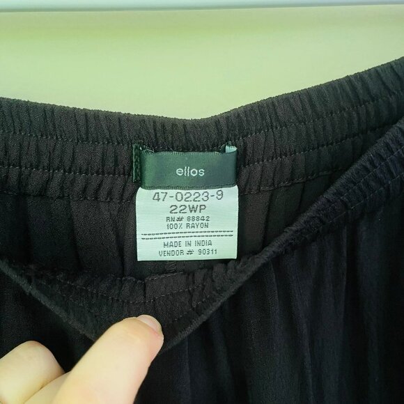 Ellos Black Lightweight Semi Sheer Elastic Waist Wide Leg Pants SZ 22W Petite - Picture 4 of 6